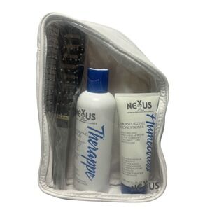 Nexxus‎ Therappe Humectress Shampoo Conditioner Brush Travel Set White Bag
